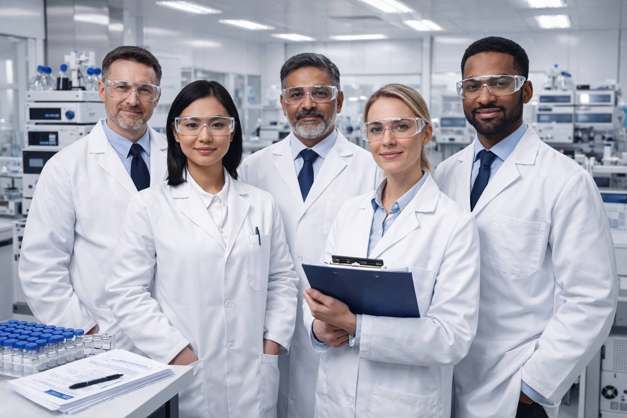 Professional research team of PhD scientists